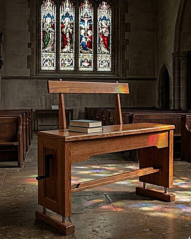 Bench with back-rest in church